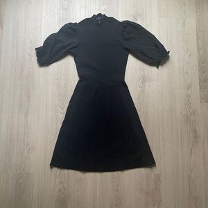 Elegant Black Puff Sleeve Maje Dress